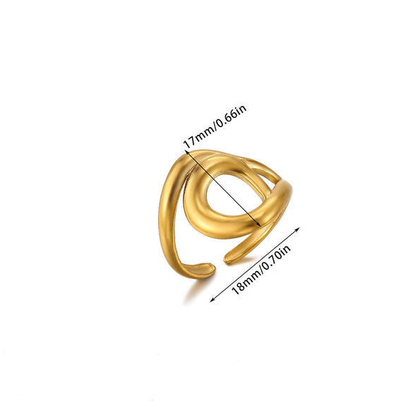 Wholesale Women's Geometric Fruit Stainless Steel Ring Inlaid With 18K Gold Light Luxury Style Accessories
