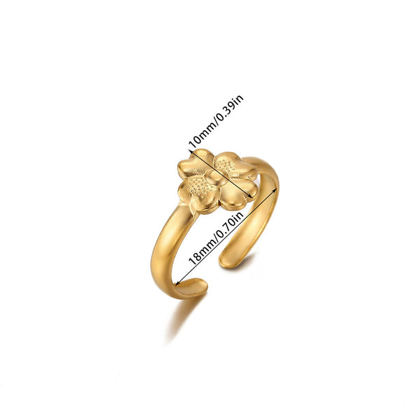 Wholesale Women's Geometric Fruit Stainless Steel Ring Inlaid With 18K Gold Light Luxury Style Accessories