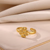 Wholesale Women's Geometric Fruit Stainless Steel Ring Inlaid With 18K Gold Light Luxury Style Accessories