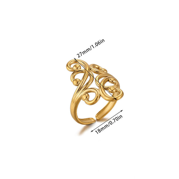 Wholesale Women's Geometric Fruit Stainless Steel Ring Inlaid With 18K Gold Light Luxury Style Accessories