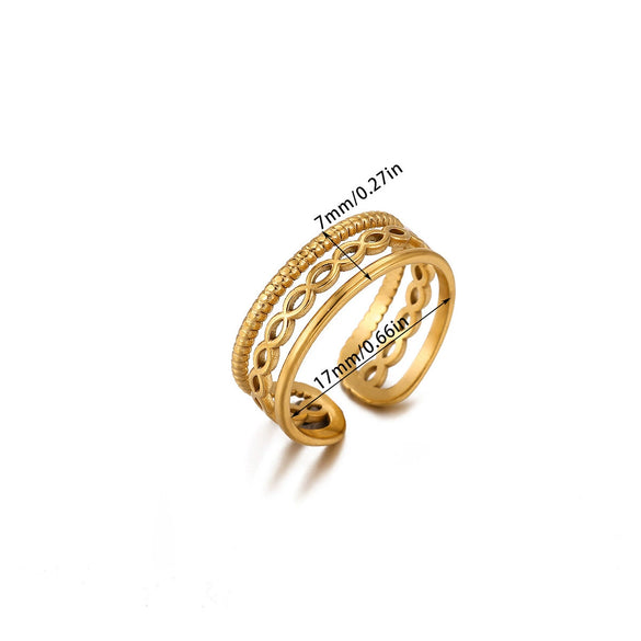 Wholesale Women's Geometric Fruit Stainless Steel Ring Inlaid With 18K Gold Light Luxury Style Accessories