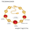 Wholesale Women's Geometric Glass Stone Stainless Steel Goldplated Stitching Bracelet Hand Jewelry