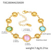 Wholesale Women's Geometric Glass Stone Stainless Steel Goldplated Stitching Bracelet Hand Jewelry