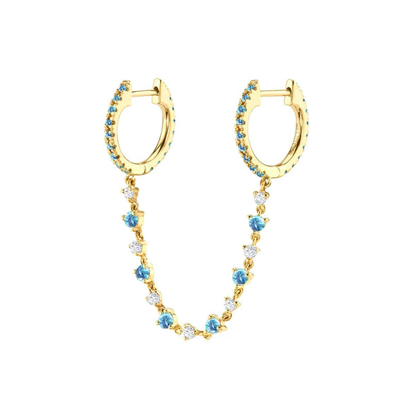 Wholesale Women's Geometric Gold Inlaid Silver Needle And Copper Earring With Double Ring Ear Buckle