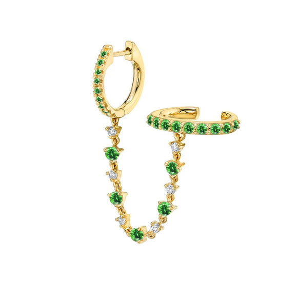 Wholesale Women's Geometric Gold Inlaid Silver Needle And Copper Earring With Double Ring Ear Buckle