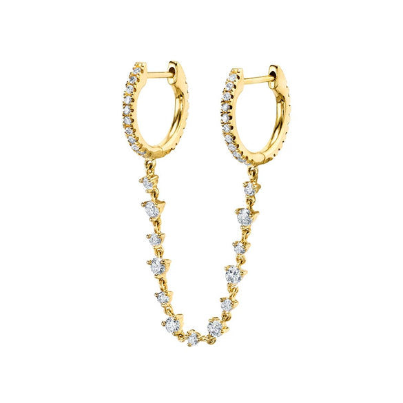 Wholesale Women's Geometric Gold Inlaid Silver Needle And Copper Earring With Double Ring Ear Buckle