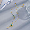 Wholesale Women's Geometric Gold Inlaid Titanium Steel Fan Pendant Necklace With Ochain