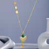 Wholesale Women's Geometric Gold Inlaid Titanium Steel Fan Pendant Necklace With Ochain