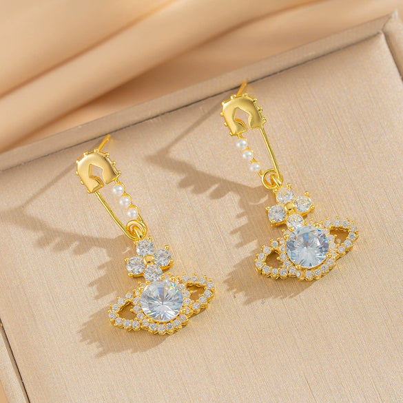 Wholesale Women's Geometric Gold Plated Copper Earrings Light Luxury Style