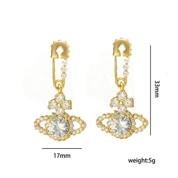 Wholesale Women's Geometric Gold Plated Copper Earrings Light Luxury Style