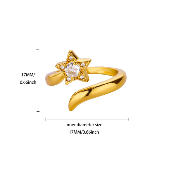 Wholesale Women's Geometric Gold Plated Copper Zircon Open Ring In Ins Style