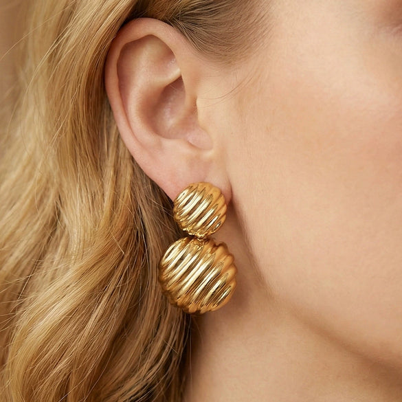 Wholesale Women's Geometric Gold Plated Earrings With Original Design