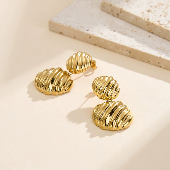 Wholesale Women's Geometric Gold Plated Earrings With Original Design