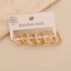 Wholesale Women's Geometric Gold Plated Rhinestone Plain Hoop Titanium Steel And Stainless Steel Earrings