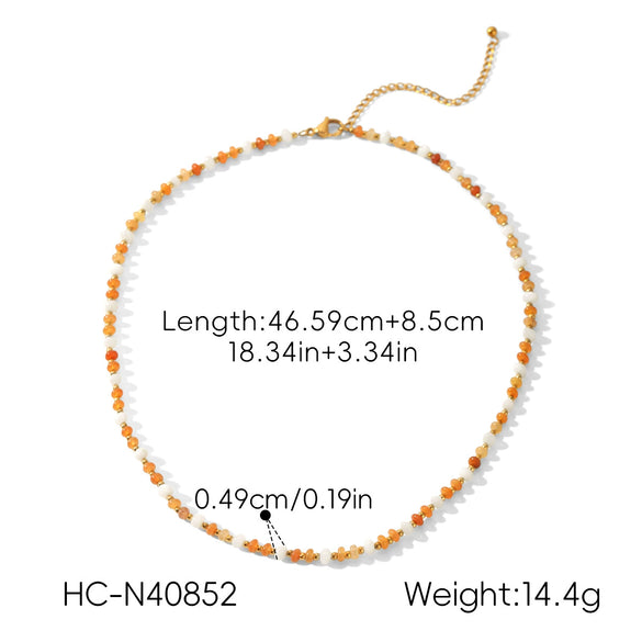 Wholesale Women's Geometric Gold Plated Stainless Steel Bead Chain Necklace