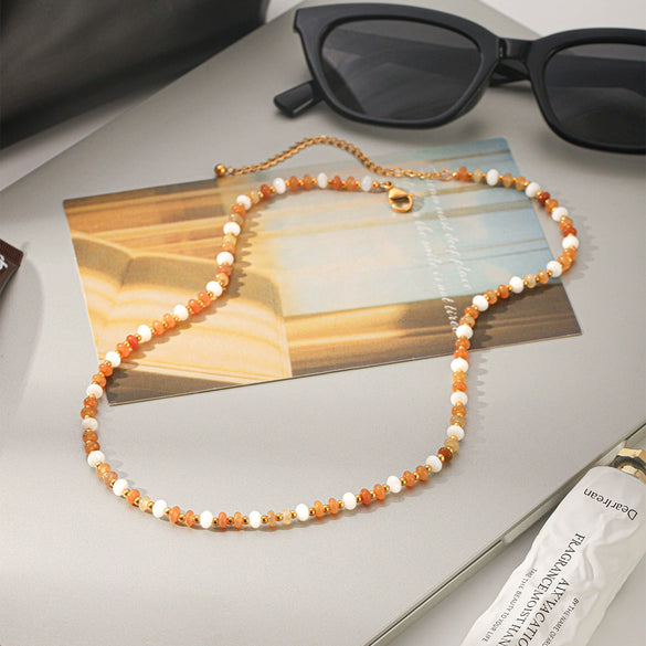 Wholesale Women's Geometric Gold Plated Stainless Steel Bead Chain Necklace