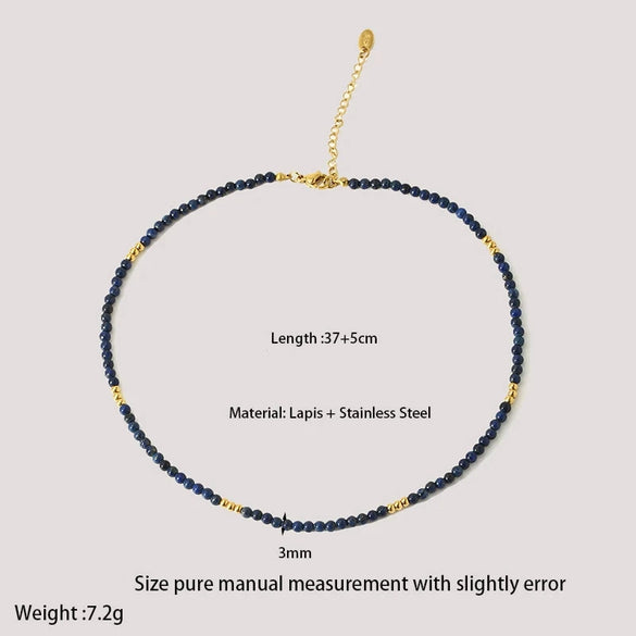 Wholesale Women's Geometric Gold Plated Stainless Steel Beaded Layered Necklace With Snake Chain