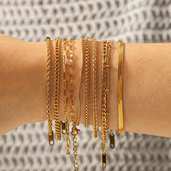 Wholesale Women's Geometric Gold Plated Stainless Steel Bracelet In Ins Style