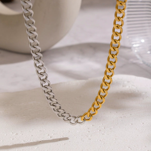 Wholesale Women's Geometric Gold Plated Stainless Steel Chain Necklace