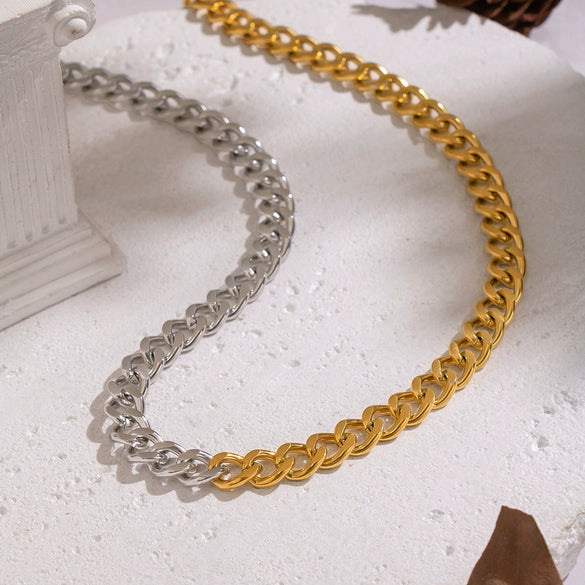 Wholesale Women's Geometric Gold Plated Stainless Steel Chain Necklace