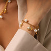 Wholesale Women's Geometric Gold Plated Stainless Steel Jewelry Bracelet And Necklace
