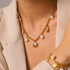 Wholesale Women's Geometric Gold Plated Stainless Steel Jewelry Bracelet And Necklace