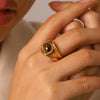 Wholesale Women's Geometric Gold Plated Stainless Steel Ring