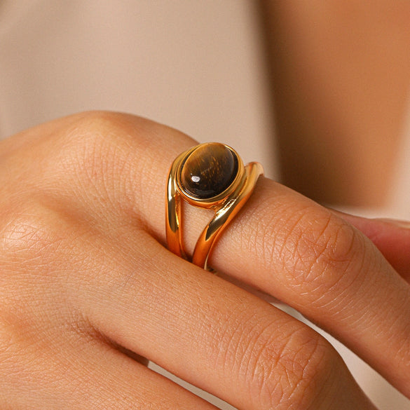 Wholesale Women's Geometric Gold Plated Stainless Steel Ring
