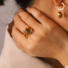 Wholesale Women's Geometric Gold Plated Stainless Steel Ring