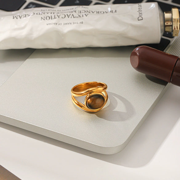 Wholesale Women's Geometric Gold Plated Stainless Steel Ring