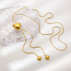 Wholesale Women's Geometric Gold Plated Stainless Steel Snake Bone Chain Heart Tassel Pullout Necklace