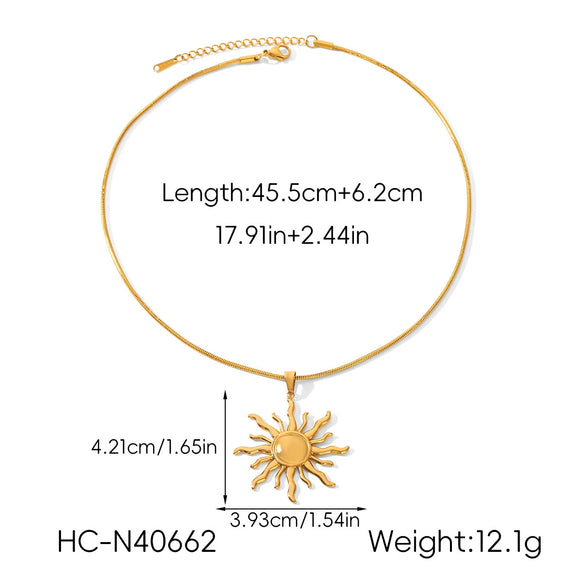 Wholesale Women's Geometric Gold Plated Stainless Steel Sunflower Necklace Minimalist Ins Style Jewelry