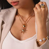 Wholesale Women's Geometric Gold Plated Stainless Steel Sunflower Necklace Minimalist Ins Style Jewelry