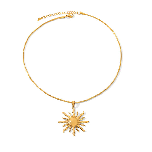 Wholesale Women's Geometric Gold Plated Stainless Steel Sunflower Necklace Minimalist Ins Style Jewelry