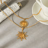 Wholesale Women's Geometric Gold Plated Stainless Steel Sunflower Necklace Minimalist Ins Style Jewelry