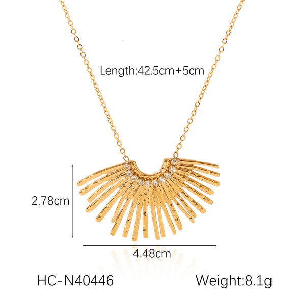 Wholesale Women's Geometric Gold Plated Stainless Steel Sunflower Pendant Necklace