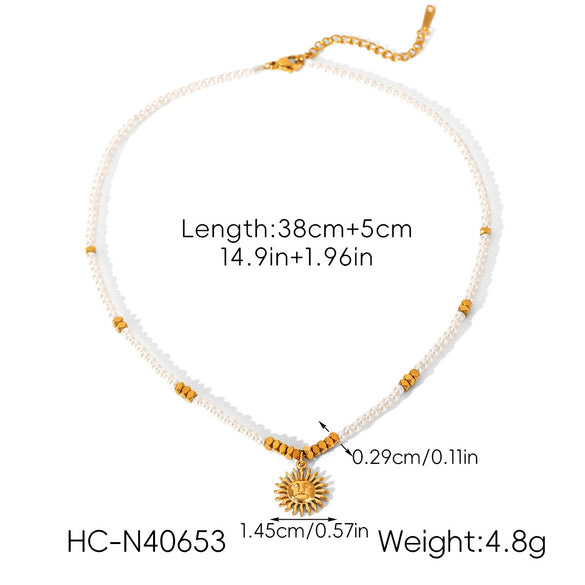 Wholesale Women's Geometric Gold Plated Stainless Steel Sunflower Pendant Necklace