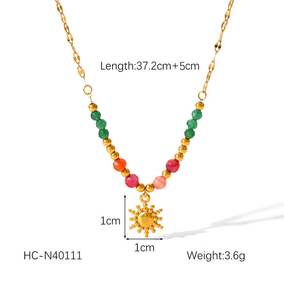 Wholesale Women's Geometric Gold Plated Stainless Steel Sunflower Pendant Necklace
