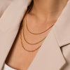Wholesale Women's Geometric Gold Plated Stainless Steel Threelayer Cross Clavicle Chain Necklace