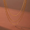 Wholesale Women's Geometric Gold Plated Stainless Steel Threelayer Cross Clavicle Chain Necklace