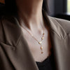 Wholesale Women's Geometric Goldpatterned Butterfly Tassel Clavicle Chain Titanium Steel Necklace With Real Gold Plating