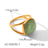 Wholesale Women's Geometric Green Aventurine Stone Ring Made Of Stainless Steel With Electroplating