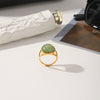 Wholesale Women's Geometric Green Aventurine Stone Ring Made Of Stainless Steel With Electroplating