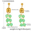Wholesale Women's Geometric Green Aventurine Stone Tassel 316L Stainless Steel Electroplated Earrings