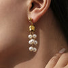 Wholesale Women's Geometric Green Aventurine Stone Tassel 316L Stainless Steel Electroplated Earrings