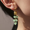Wholesale Women's Geometric Green Aventurine Stone Tassel 316L Stainless Steel Electroplated Earrings