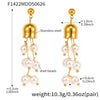 Wholesale Women's Geometric Green Aventurine Stone Tassel 316L Stainless Steel Electroplated Earrings