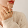 Wholesale Women's Geometric Green Diamond Zircon Inlaid Goldplated Titanium Steel Ring