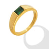 Wholesale Women's Geometric Green Diamond Zircon Inlaid Goldplated Titanium Steel Ring