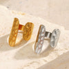 Wholesale Women's Geometric Hammer Pattern Stainless Steel Open Ring With 18K Goldplated Electroplating